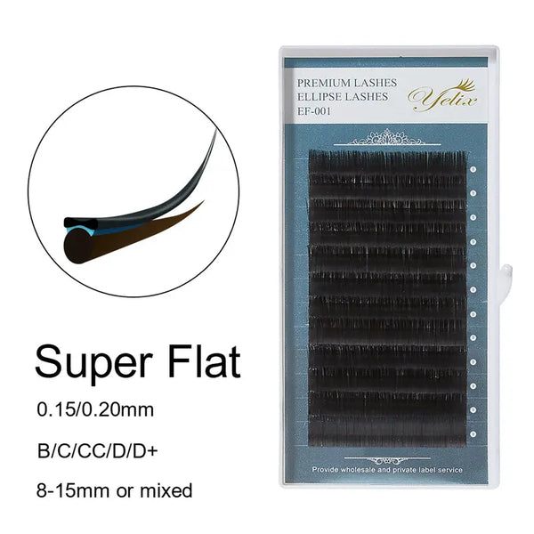 Yelix 0.15 Gray Black Matte Super Soft Split Tip Flat Eyelash Extension yelixlash