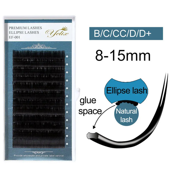 Yelix 0.15 Gray Black Matte Super Soft Split Tip Flat Eyelash Extension yelixlash