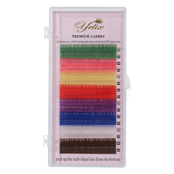 Yelix 0.12 Blue Green Purple Colored Individual Eyelash Extension yelixlash