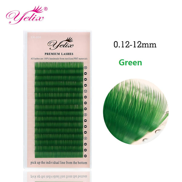 Yelix 0.12 Blue Green Purple Colored Individual Eyelash Extension yelixlash