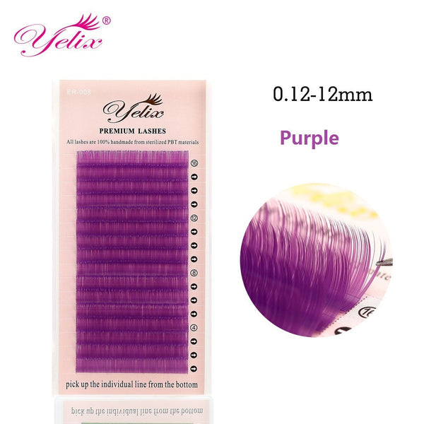 Yelix 0.12 Blue Green Purple Colored Individual Eyelash Extension yelixlash