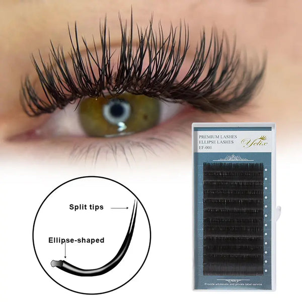 Yelix 0.15 Gray Black Matte Super Soft Split Tip Flat Eyelash Extension yelixlash