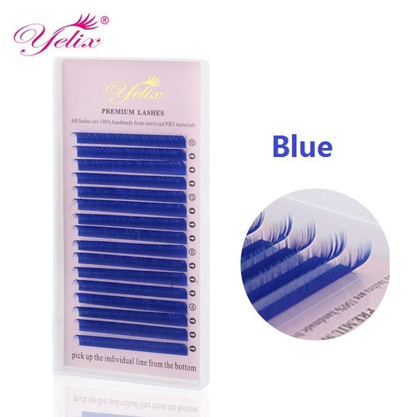 Yelix 0.12 Blue Green Purple Colored Individual Eyelash Extension yelixlash