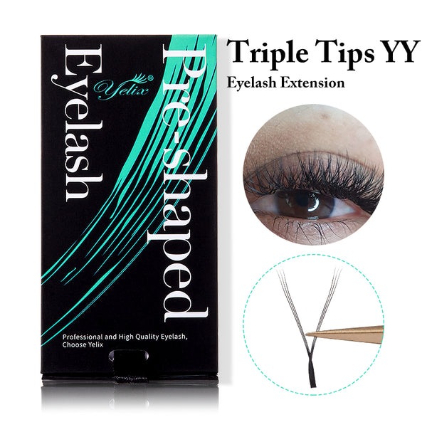 Yelix 0.07 three trips YY shaped Auto Fan Eyelash Extension