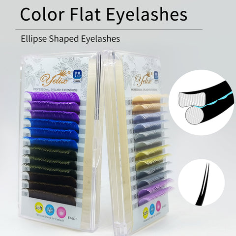 Yelix 0.15mm Colorful Ellipse Flat Eyelashes Extension