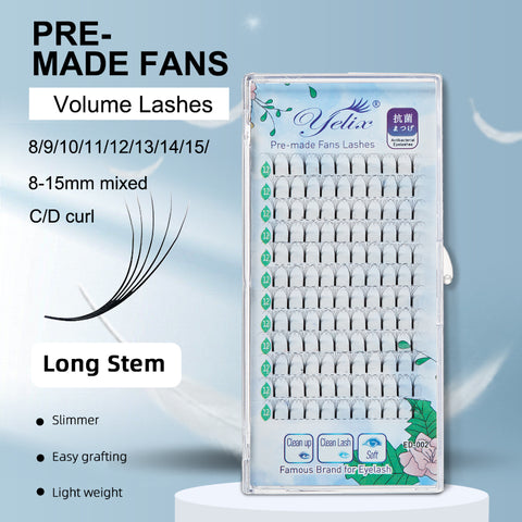 Yelix 0.07 Long Stem Volume Promade Fan Eyelash Extension