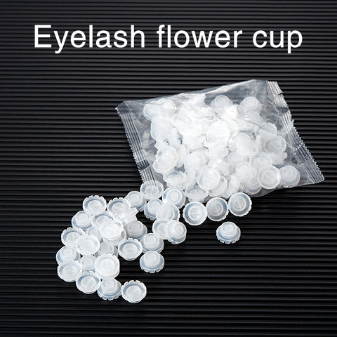 Yelix 100pcs clear flower cup for eyelash glue holder