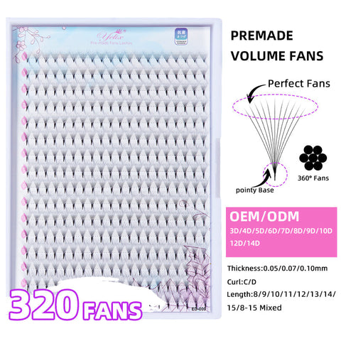 Yelix 0.07 320fans Volume Promade Fan Eyelash Extension