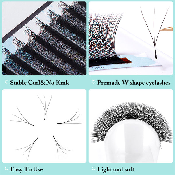 Yelix 0.07 3D-W shaped Auto Fan Eyelash Extension