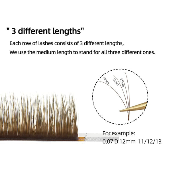 Yelix Clearance Sale 0.07 B/C/CC 8-16mm Brown Easy Fan Lash Volume Lash Extensions