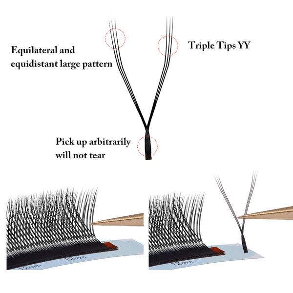 Yelix 0.07 three trips YY shaped Auto Fan Eyelash Extension