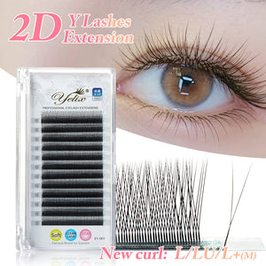 Yelix 2D Y Lashes Extensions 0.07mm 0.10mm B/C/D 6-12 Single/ Mix Length yelixlash