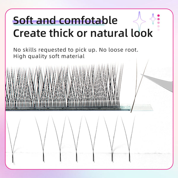 Yelix 2D Y Lashes Extensions 0.07mm 0.10mm B/C/D 6-12 Single/ Mix Length yelixlash