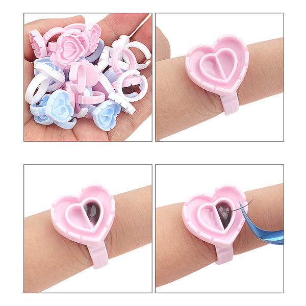 Yelix Heart Glue Ring Eyelash Glue Holder