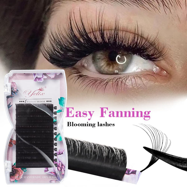 Yelix 0.07mm Standard Easy Fan Volume Eyelash Extensions Uniform Standard Length for Fast Salon Work ( B/C/CC/D/DD, Mix 8-15mm Single 8-20mm Length )