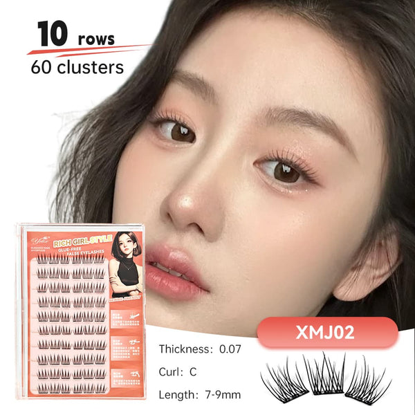 Yelix Manga Lash Clusters DIY Wispy Comic Lashes for K-Pop Idol Look Doll-Eye 10 Rows