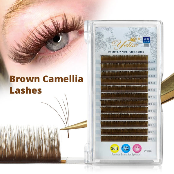 Yelix Clearance Sale 0.07 B/C/CC 8-16mm Brown Easy Fan Lash Volume Lash Extensions