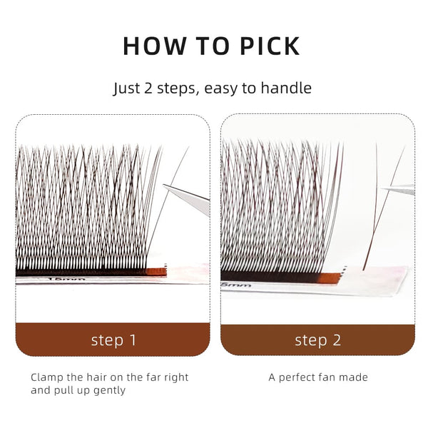 Yelix 2D Y Lashes Extensions 0.07 B/C/D Black Brown Premade Fans Eyelashes Natural Eyelash Light Volume Fans