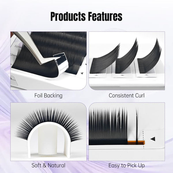 Yelix Camellia Manhua Lash with Adhesive Chinese style Packaging 0.07, I/B/C/D/LJ/LB/LC, mix 8-12mm