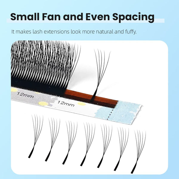 Yelix NEW Smaller Spacing 5D w Lashes 0.07/0.10 C/D Curl 8-15mm Mix Volume Self Fanning Lash Extensions
