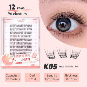 Yelix Fine Stem Adhesive Style Small Pearl False Eyelashes Extension DIY Cluster Lashes Light Without Burden Nature Lashes