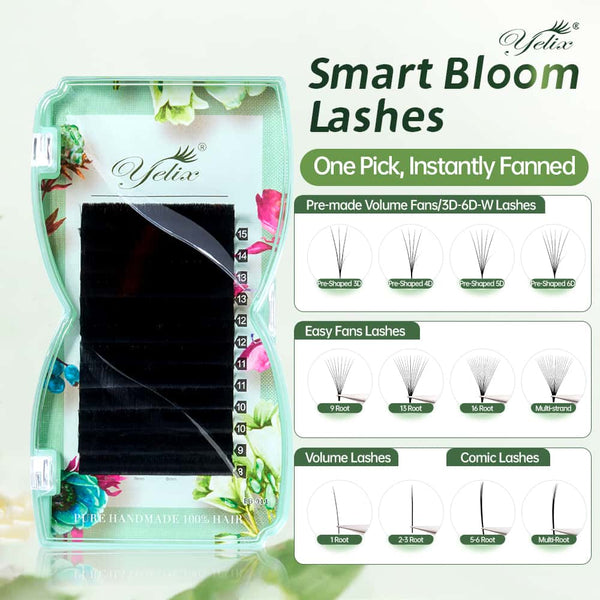 Yelix 2026 NEW Smart Bloom Lash 0.07 B/C/D Mix 8-15mm Perfect Defined Easy Fan Eyelash