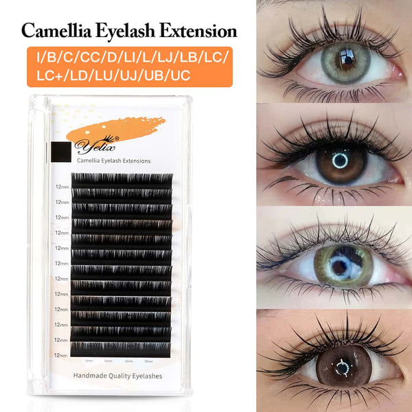 Yelix 0.10 LJ/LB/LC Camellia Lashes WIth Adhesive Wet Lashes Natural Eyelash Extensions 3 Multiple Lengths in One Row