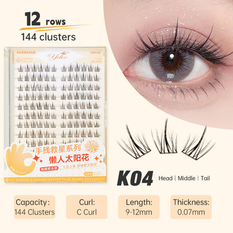 Yelix Sunflower Eyelashes Cluster Natural Eyelash Extension Volume Individual Lashes DIY Cluster Lashes Makeup Easy to Use yelixlash