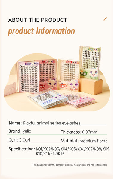 Yelix Playful Animal Series Puppy Style False Eyelashes DIY Cluster Lashes Fluffy Extension Nature Look Puppy Eyes Lashes Daily Simplicity