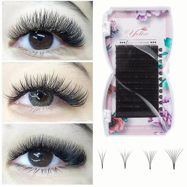 Yelix 0.07mm Standard Easy Fan Volume Eyelash Extensions Uniform Standard Length for Fast Salon Work ( B/C/CC/D/DD, Mix 8-15mm Single 8-20mm Length )
