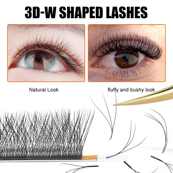 Yelix 0.05 3D-W Shaped B/C/CC/D Curl Lashes Single/Mix 8-15mm Soft Lash Trays Eyelash Extension