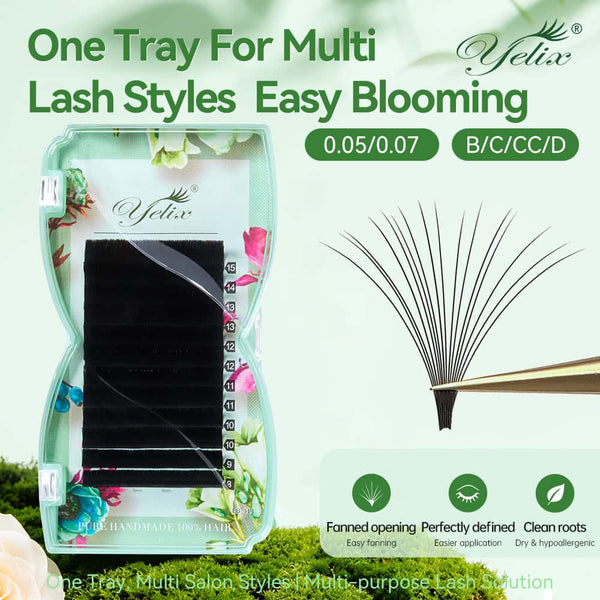 Yelix 2026 NEW Smart Bloom Lash 0.07 B/C/D Mix 8-15mm Perfect Defined Easy Fan Eyelash