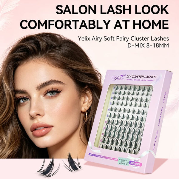 Yelix New Airy Soft Fairy Cluster Lashes – DIY Salon-Grade Eyelashes (D-MIX 8-18mm)