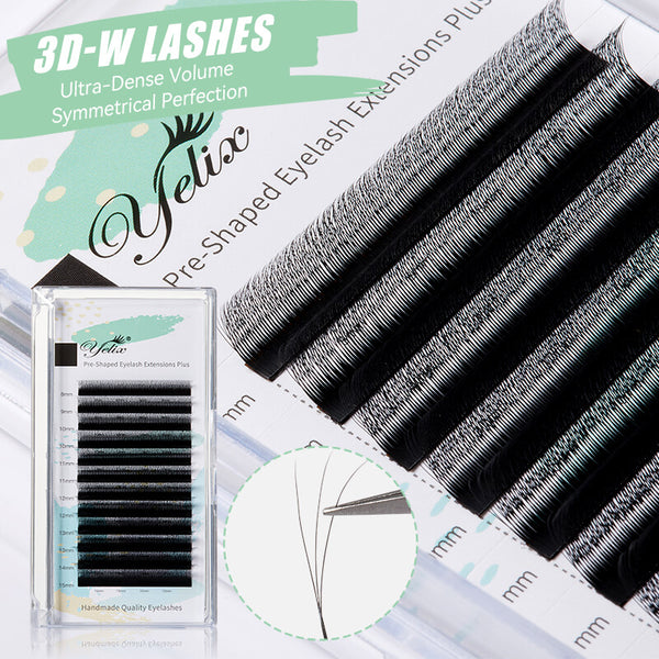 Yelix Upgraded Smaller Spacing 3D W Lashes Natural Soft Lashes Volume Lash Tray