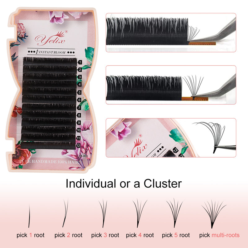 Yelix 0.03 Camellia Auto Fan Curly Wispy Lashes Eyelash Extension