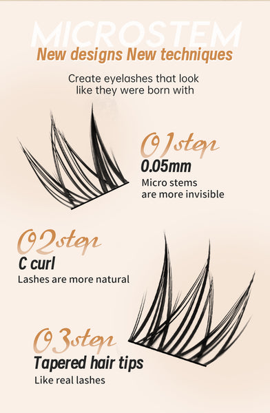 Yelix Fine Stem Mermaid False Eyelashes False Eyelashes Extension DIY Cluster Lashes Nature Adhesive False Lashes Makeup Tools