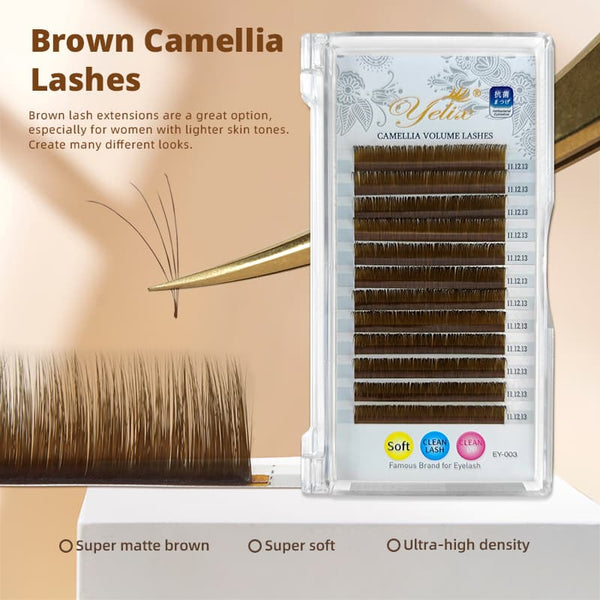 Yelix Clearance Sale 0.07 B/C/CC 8-16mm Brown Easy Fan Lash Volume Lash Extensions
