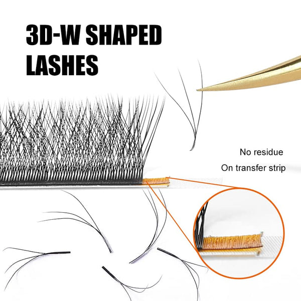Yelix 0.05 3D-W Shaped B/C/CC/D Curl Lashes Single/Mix 8-15mm Soft Lash Trays Eyelash Extension