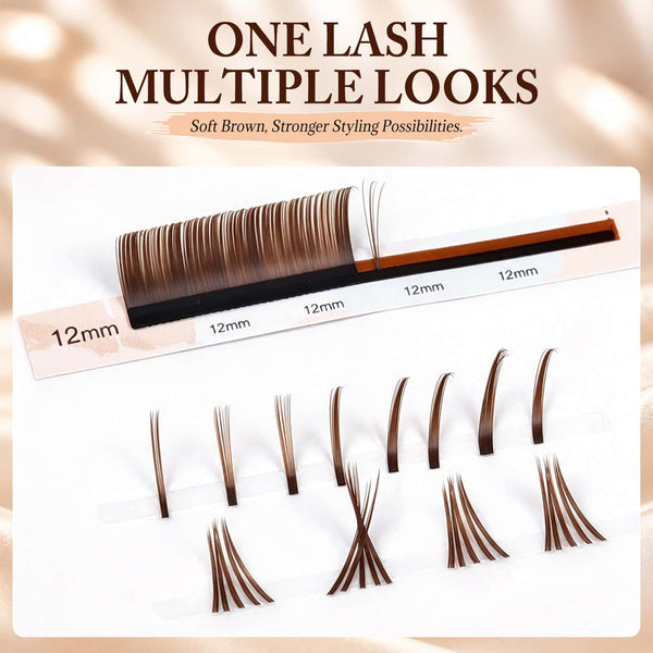 Yelix 0.07 LJ/LB/LC/LU Dark Brown Camellia Lashes WIth Adhesive Wet Lashes Natural Eyelash Extensions