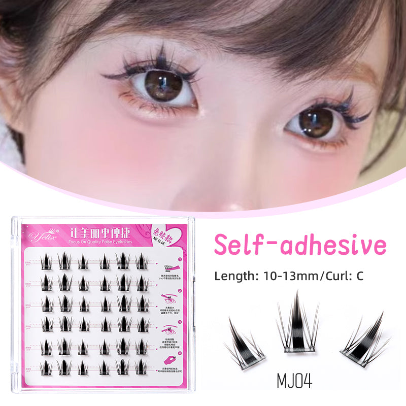 Yelix Naughty Elf False Eyelashes Glue-Free Self-Adhesive Anime Style False Eyelashes Lively DIY Cluster Lashes Manga Eyelashes