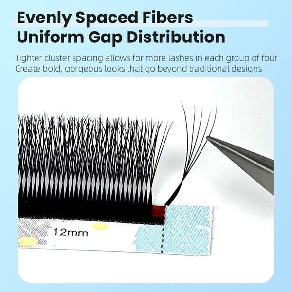 Yelix NEW Smaller Spacing 5D w Lashes 0.07 C/D Curl 8-15mm Mix Volume Self Fanning Lash Extensions