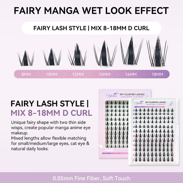 Yelix New Airy Soft Fairy Cluster Lashes – DIY Salon-Grade Eyelashes (D-MIX 8-18mm)