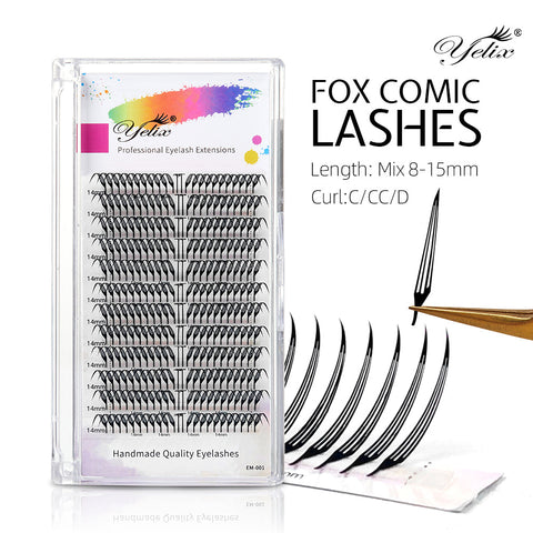 Yelix New Fox Comic Lashes DIY Cluster Lashes Fluffy Faux Mink Eyelashes Silk Lashes Natural 3D Effect Makeup Tools yelixlash