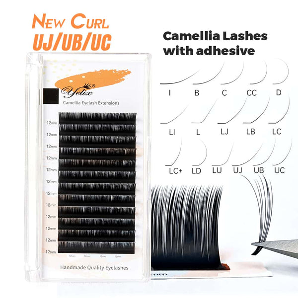Yelix 0.10 LJ/LB/LC Camellia Lashes WIth Adhesive Wet Lashes Natural Eyelash Extensions 3 Multiple Lengths in One Row