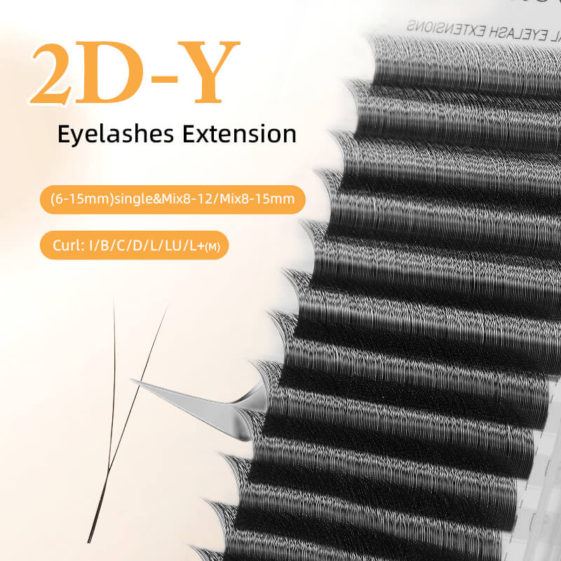 Yelix 2D Y Lashes Extensions Premade Fans Eyelashes Long Stem Super Soft Handmade Fans