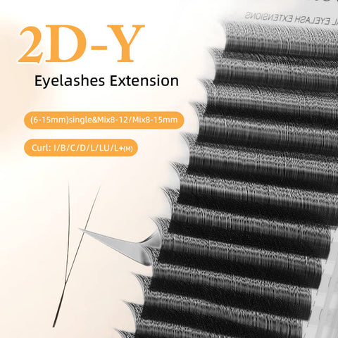 Yelix 2D Y Lashes Extensions Premade Fans Eyelashes Long Stem Super Soft Handmade Fans