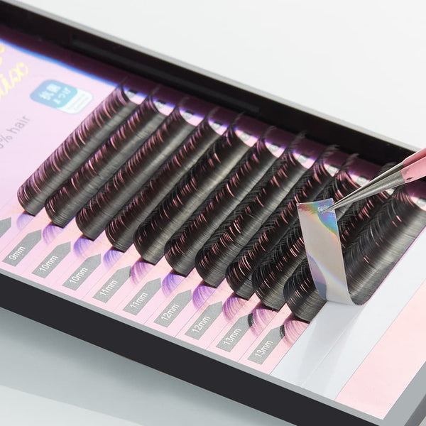 Yelix 0.15/0.20mm Flat Eyelash B/C/D Curl Super Soft Split Tip 12 Rows in Premium Gift Box