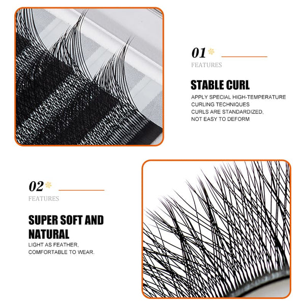 Yelix 0.05 3D-W Shaped B/C/CC/D Curl Lashes Single/Mix 8-15mm Soft Lash Trays Eyelash Extension