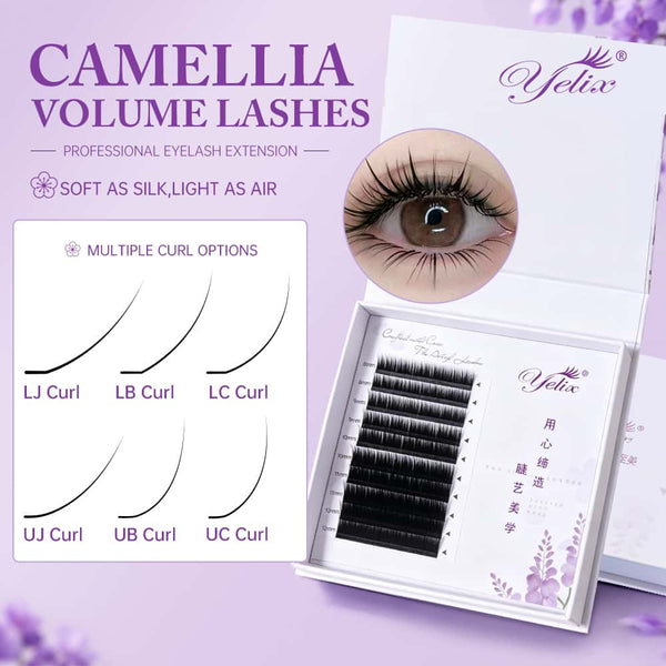 Yelix 2026 New Camellia Volume Lash Anime Lash Arabian style 0.07/LJ/LB/LC/UB/UC/UD Lash Extensions
