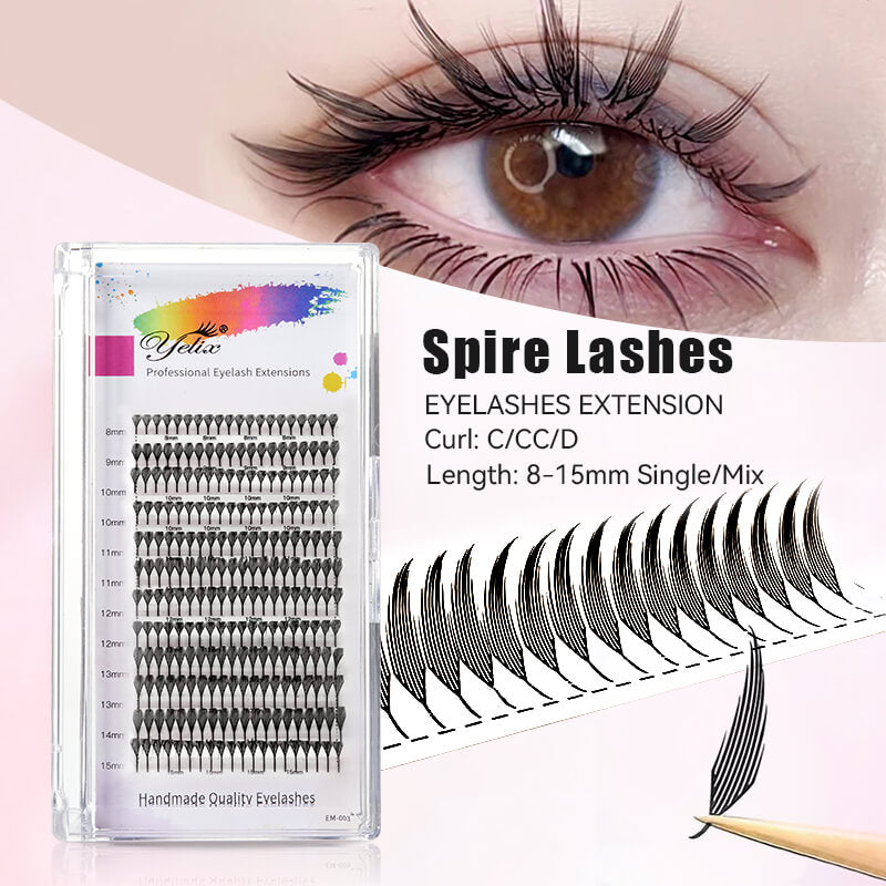 Yelix Comic Spire Lashes Premade Anime Feather Shape Manga Lash Extensions for Professional Lash Artist